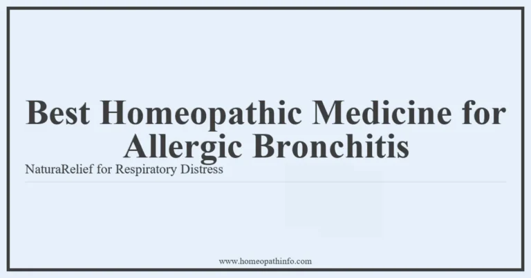 Best Homeopathic Medicine for Allergic Bronchitis NaturaRelief for Respiratory Distress