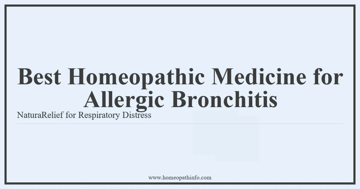 Best Homeopathic Medicine for Allergic Bronchitis NaturaRelief for Respiratory Distress