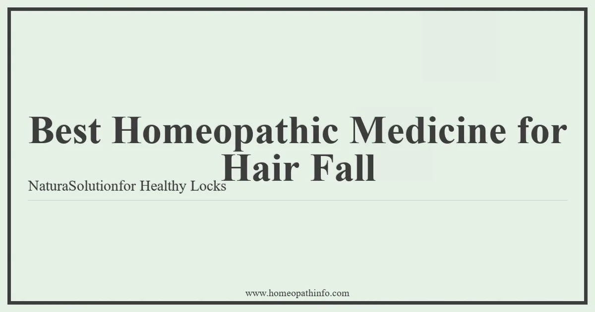 Best Homeopathic Medicine for Hair Fall NaturaSolutionfor Healthy Locks