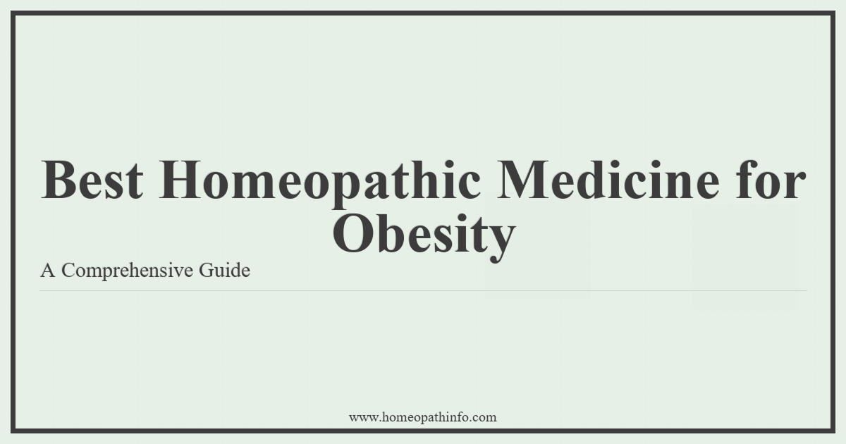Best Homeopathic Medicine for Obesity A Comprehensive Guide