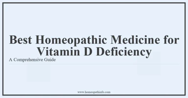 Best Homeopathic Medicine for Vitamin D Deficiency A Comprehensive Guide