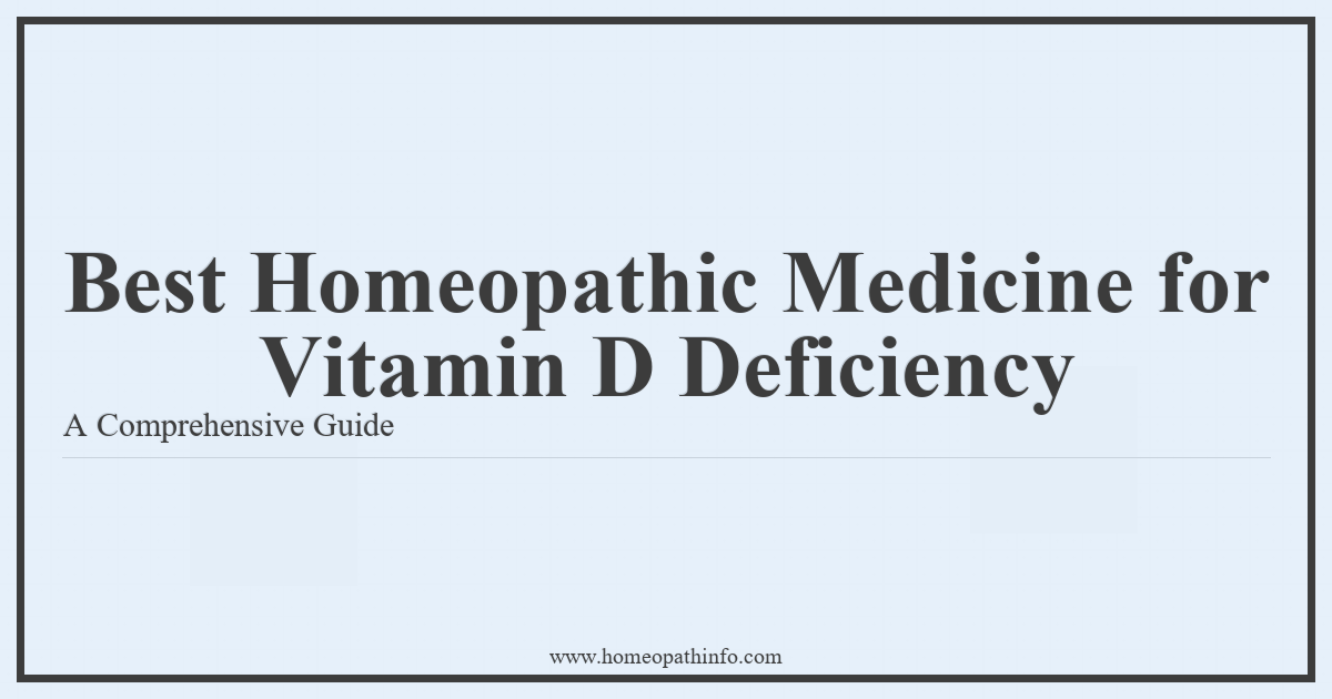 Best Homeopathic Medicine for Vitamin D Deficiency A Comprehensive Guide