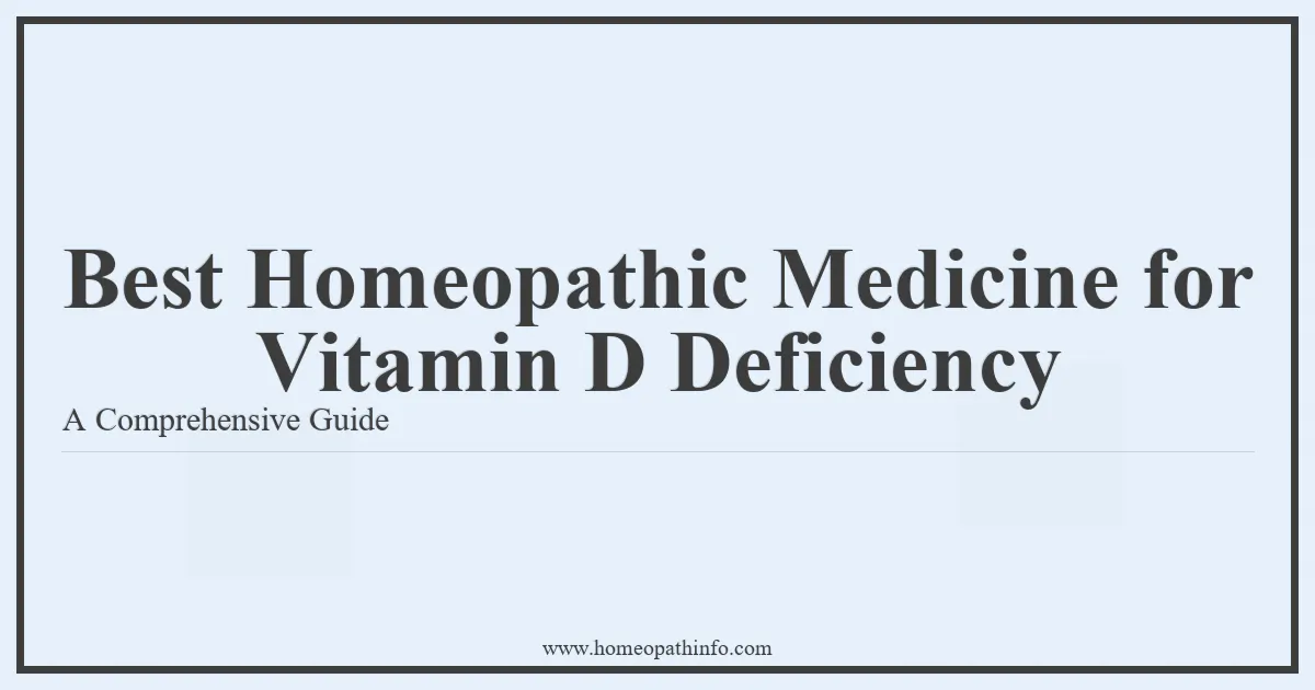 Best Homeopathic Medicine for Vitamin D Deficiency A Comprehensive Guide