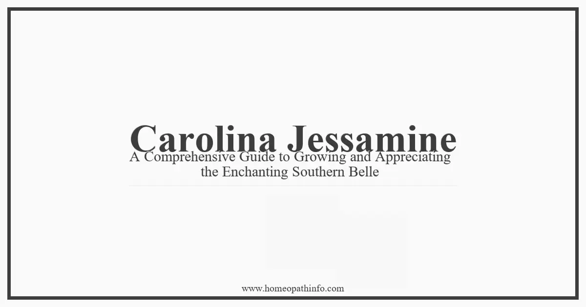 Carolina Jessamine A Comprehensive Guide to Growing and Appreciating the Enchanting Southern Belle