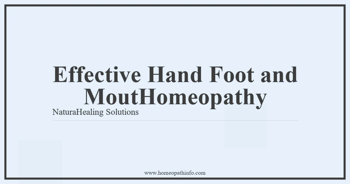 Effective Hand Foot and Mouth Homeopathy: Natural Healing Solutions 1 Effective Hand Foot and MoutHomeopathy NaturaHealing Solutions