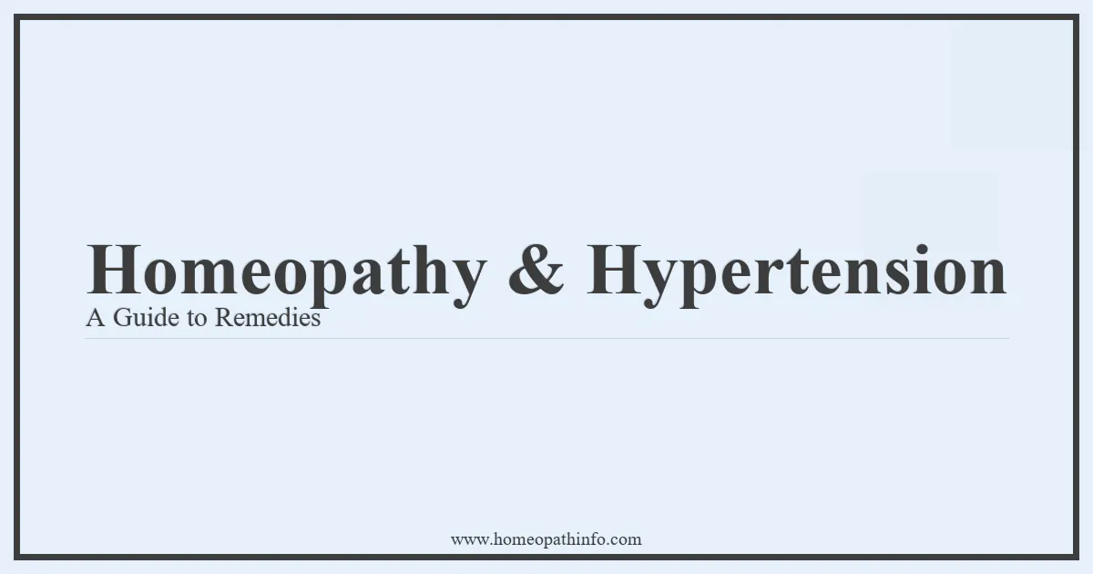 Homeopathy Hypertension A Guide to Remedies