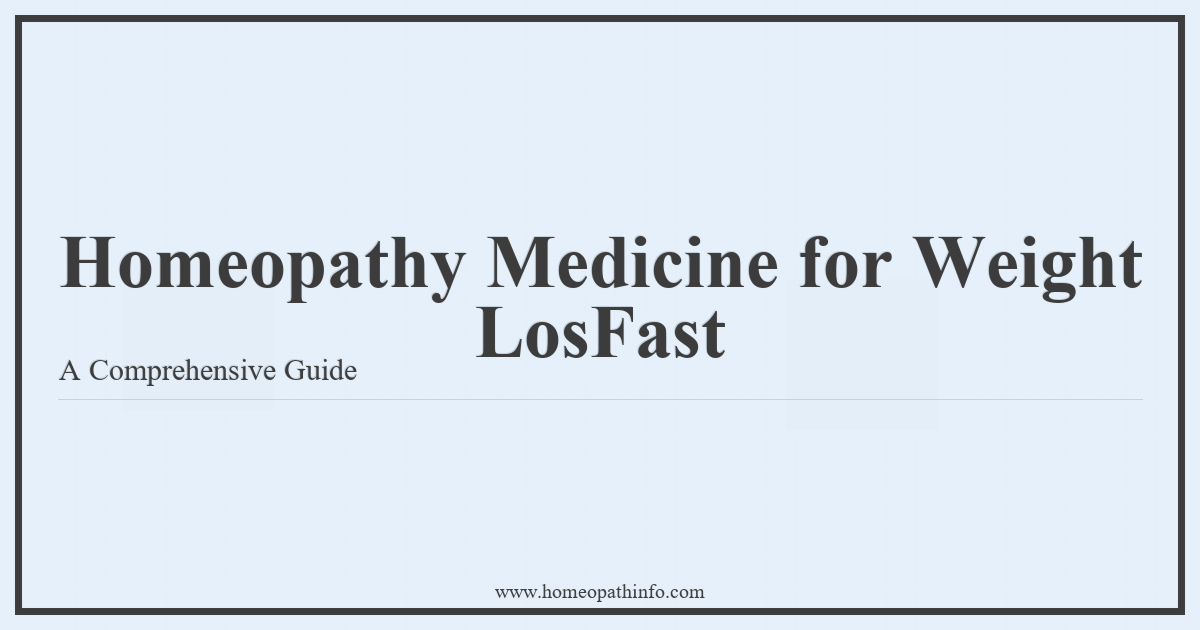 Homeopathy Medicine for Weight LosFast A Comprehensive Guide