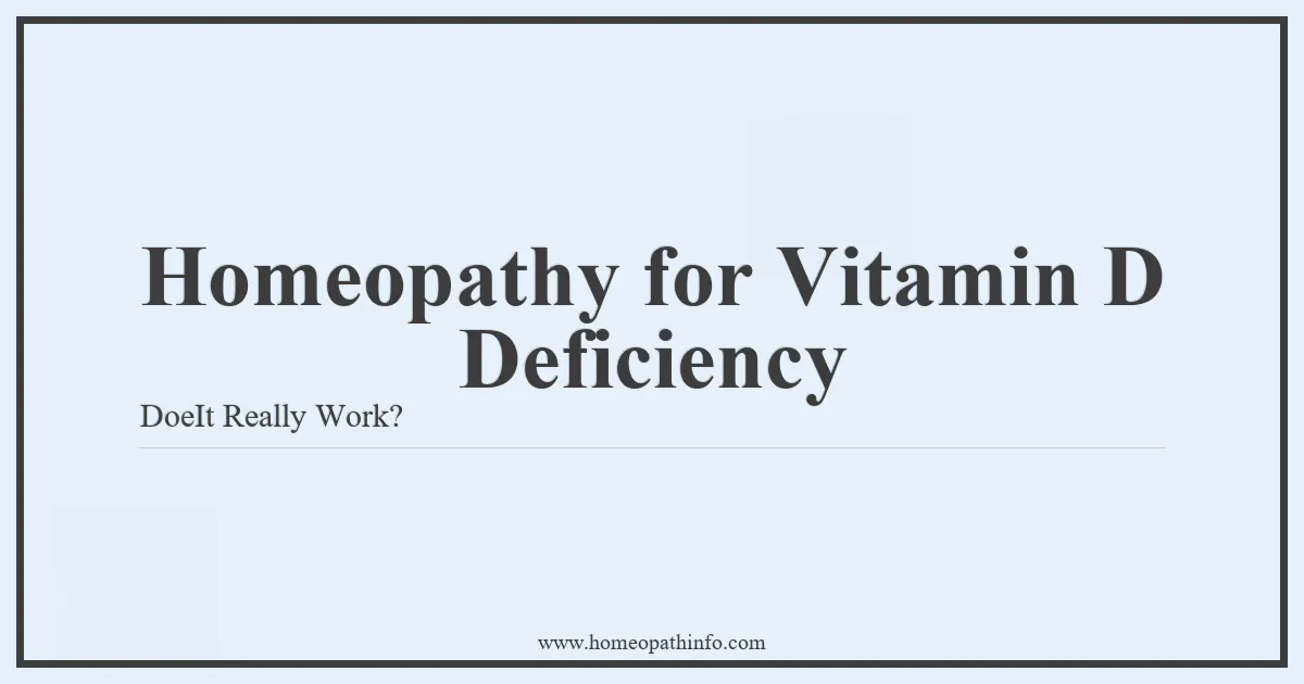 Homeopathy for Vitamin D Deficiency DoeIt Really Work