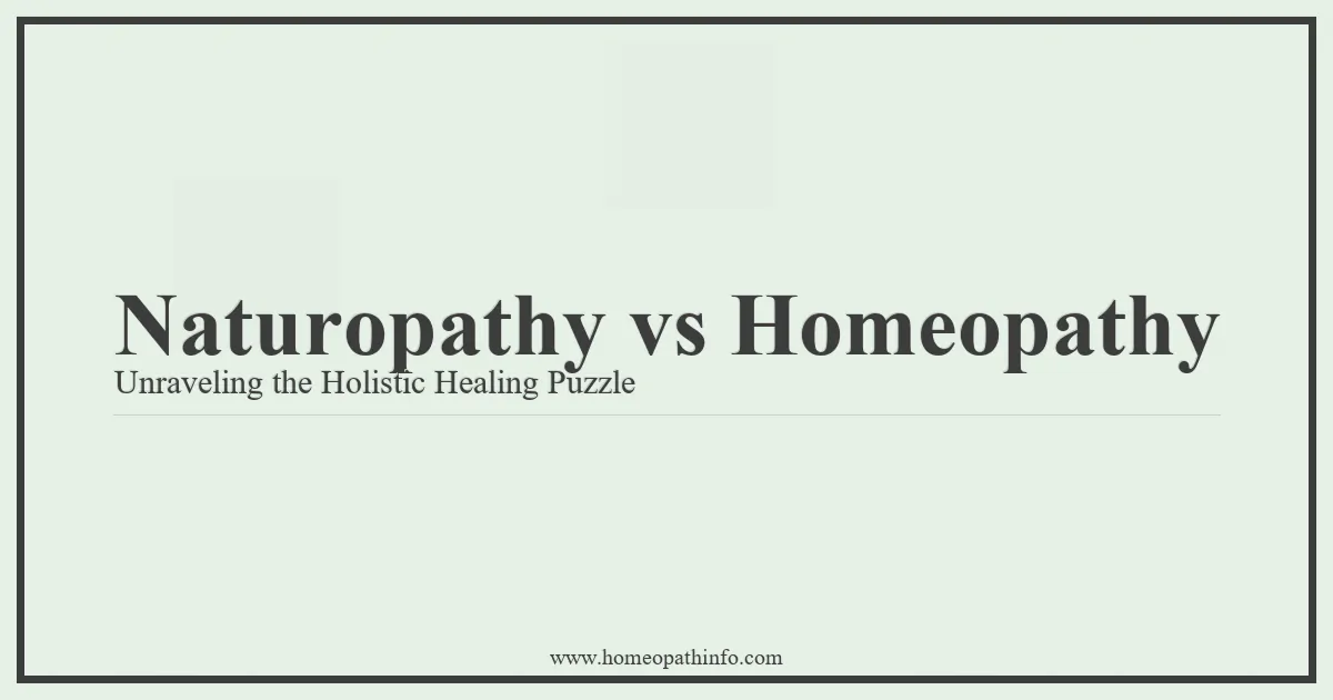 Naturopathy vs Homeopathy Unraveling the Holistic Healing Puzzle