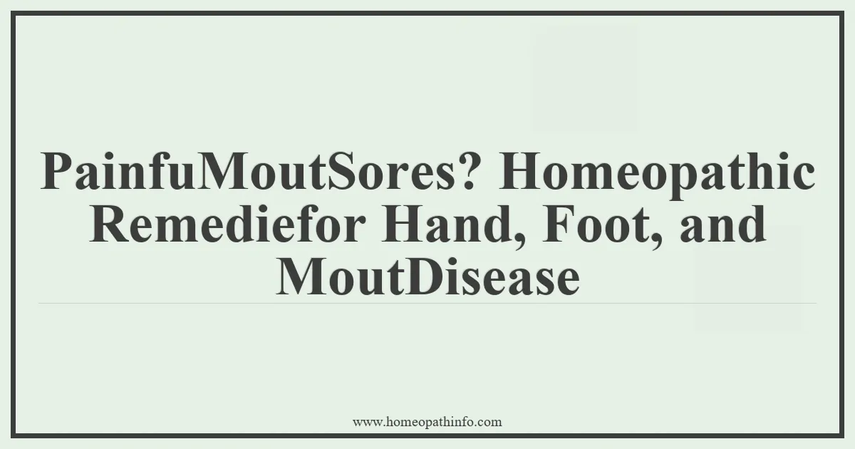 PainfuMoutSores Homeopathic Remediefor Hand Foot and MoutDisease