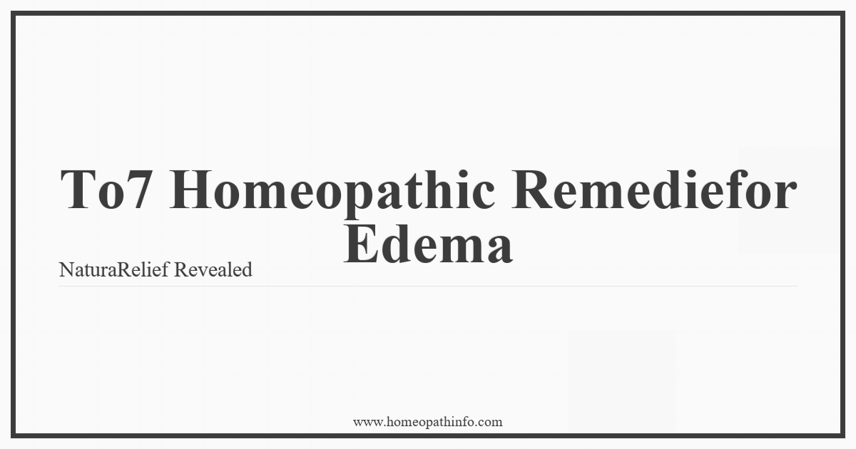 To7 Homeopathic Remediefor Edema NaturaRelief Revealed