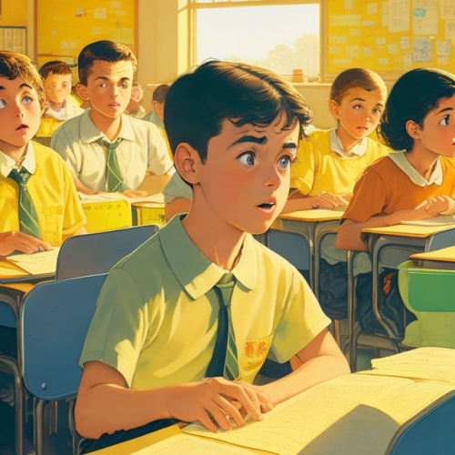 a digital illustration of a classroom scene with a